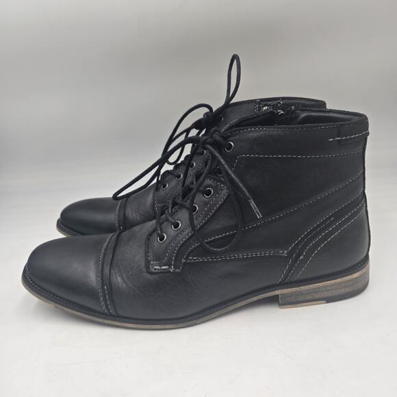 Steve Madden Jotter Dress Ankle Boots Mens 11 M Black Leather Side Zip Cap Toe